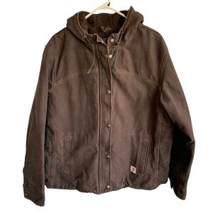 Carhartt Sandstone Berkeley Jacket Canvas Sherpa Lined 100657 Women's XL Brown